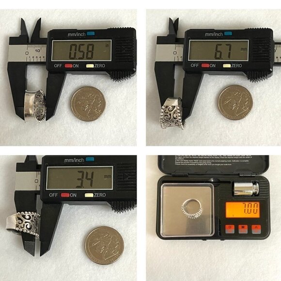 Sterling Silver 925 Curved Pierced Scrollwork 0.5" Wide Band Ring Size 6.5 - Picture 10 of 16